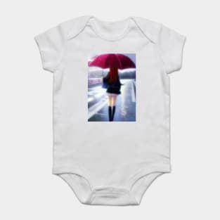 Red umbrella anime girl Baby Bodysuit